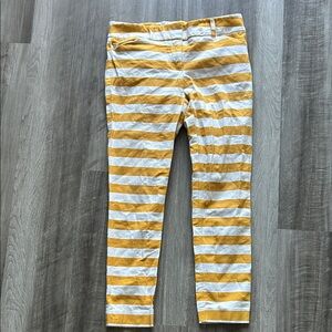 New York & Company Yellow and White Striped Skinny Pants